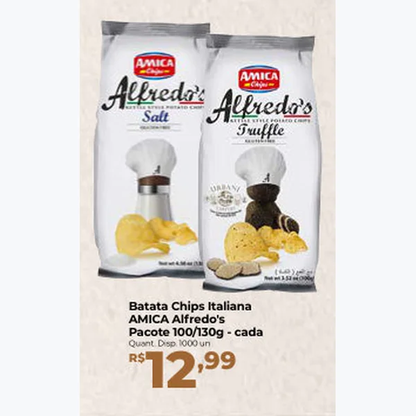 Recorte do encarte de Batata Chips Italiana AMICA 100 g