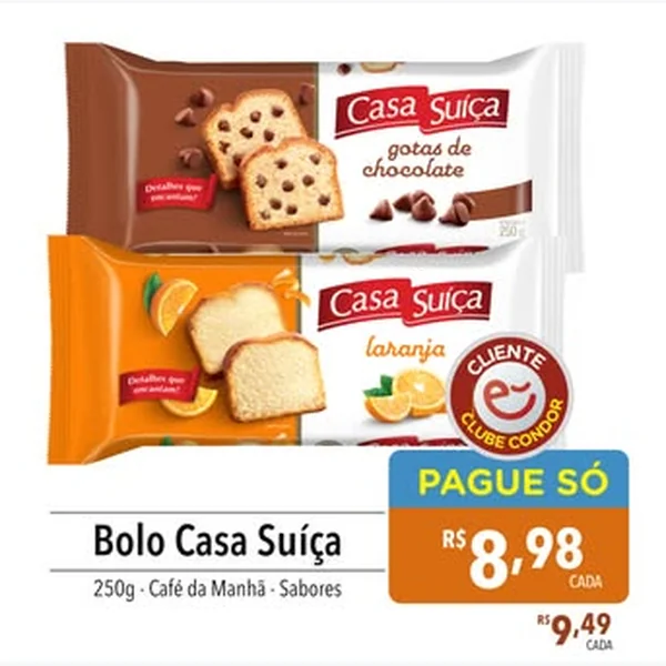Recorte do encarte de Bolo Laranja Casa Suíça 250 g