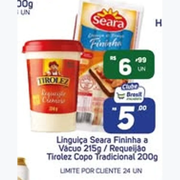 Recorte do encarte de Linguiça a Vácuo Seara 215 g