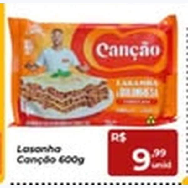 Recorte do encarte de Lasanha Canção 600 g