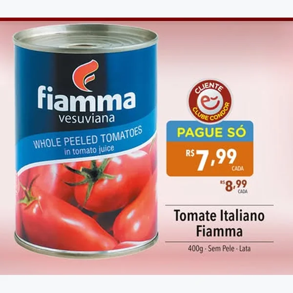 Recorte do encarte de Tomate Italiano Fiamma 400 g