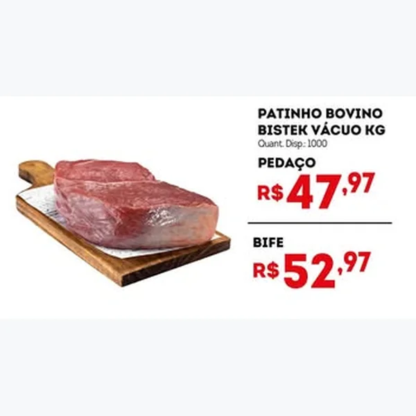Recorte do encarte de Patinho Bovino Pedaço Bistek
