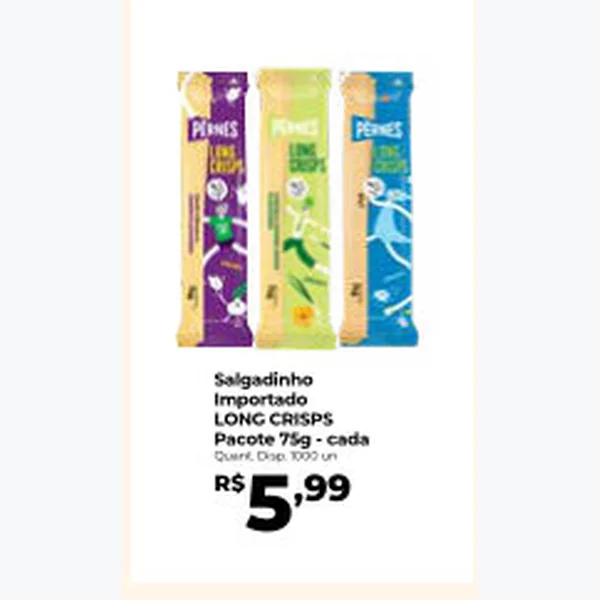 Recorte do encarte de Salgadinho LONG CRISPS 75 g