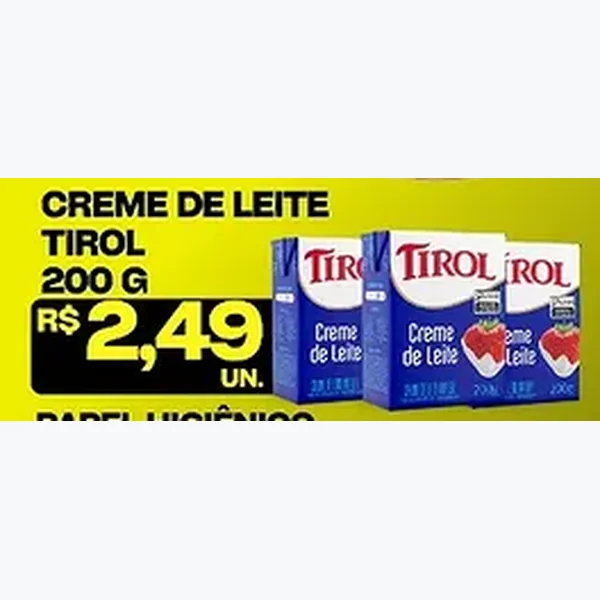 Recorte do encarte de Creme de Leite Tirol 200 g