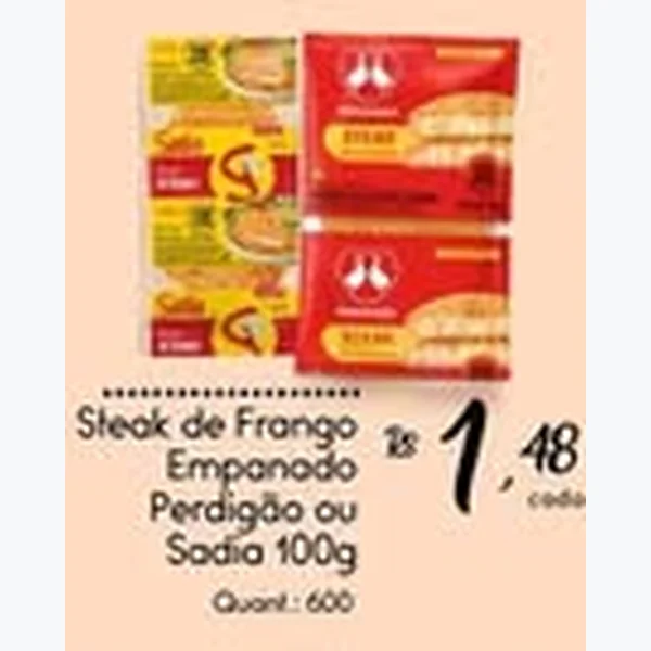 Recorte do encarte de Steak de Frango Empanado Sadia 100 g