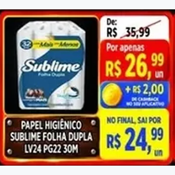 Papel Higiênico Folha Dupla Sublime 24 un × 30 un