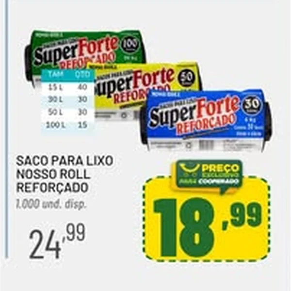 Saco para Lixo Reforçado Nosso Roll