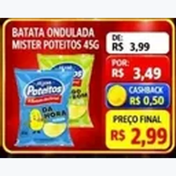Recorte do encarte de Batata Ondulada Mister Poteitos 45 g