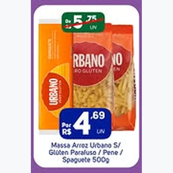 Recorte do encarte de Massa Arroz S/ Glúten Spaguete Urbano 500 g