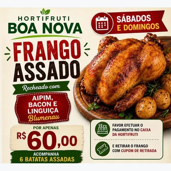 Frango Assado Recheado com Aipim, Bacon e Linguiça Blumenau 6 un