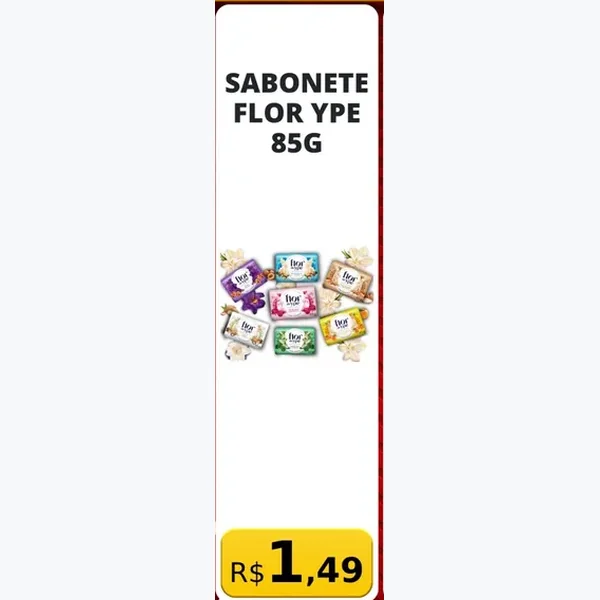 Recorte do encarte de Sabonete Flor Ypê 85 g