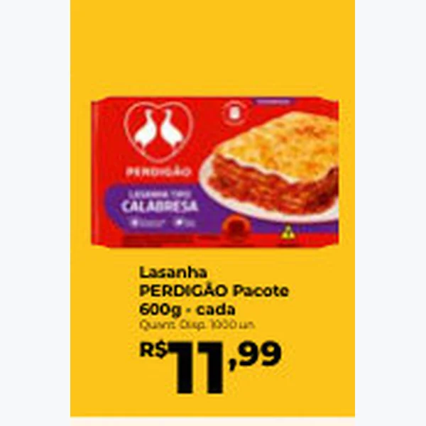 Recorte do encarte de Lasanha PERDIGÃO 600 g