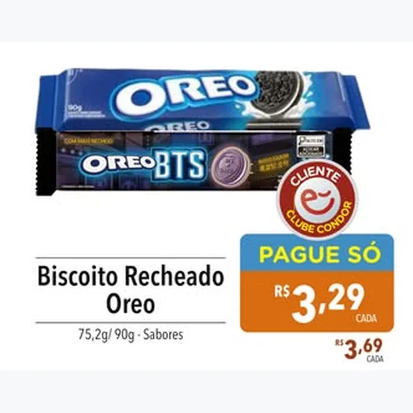 Recorte do encarte de Biscoito Recheado Oreo 90 g