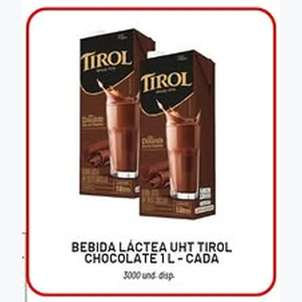 Recorte do encarte de Bebida Láctea Uht Chocolate Tirol 1 L