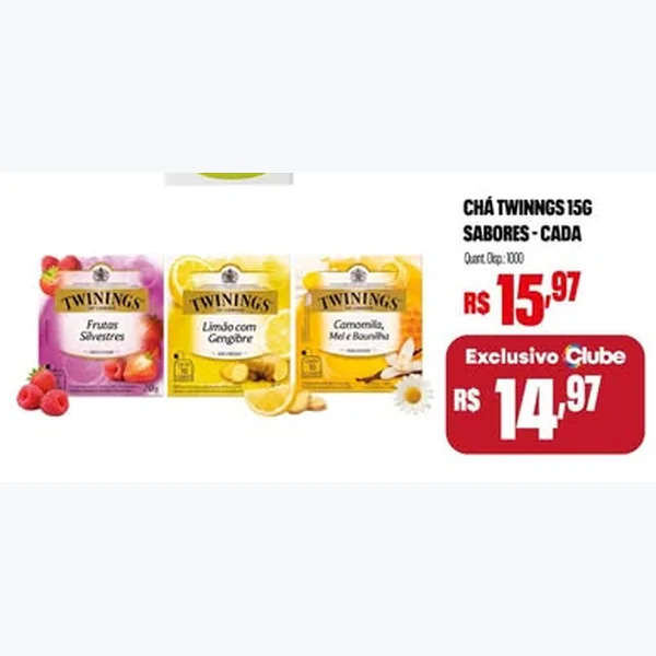 Recorte do encarte de Chá Sabores Twinings 15 g