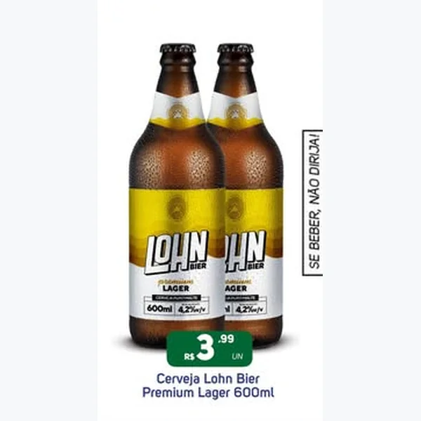 Recorte do encarte de Cerveja Premium Lager Lohn Bier 600 ml