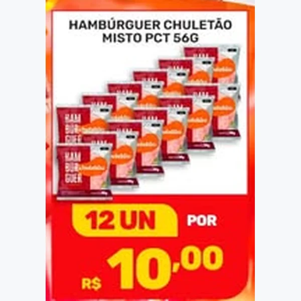 Recorte do encarte de Hambúrguer Misto Chuletão 56 g