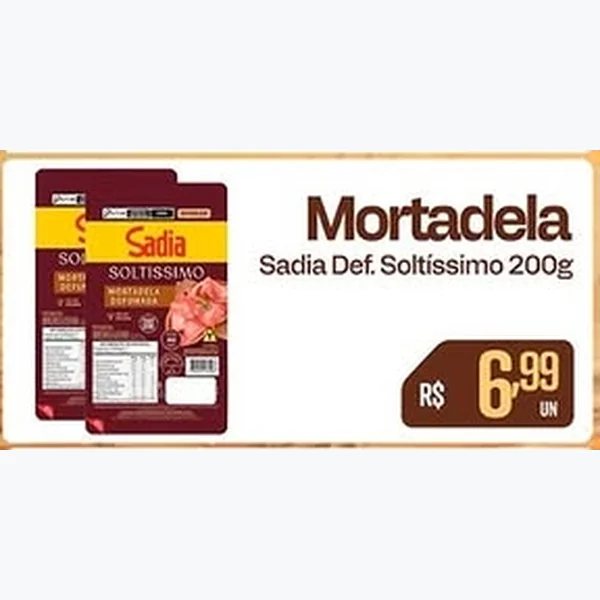 Recorte do encarte de Mortadela Defumada Sadia 200 g