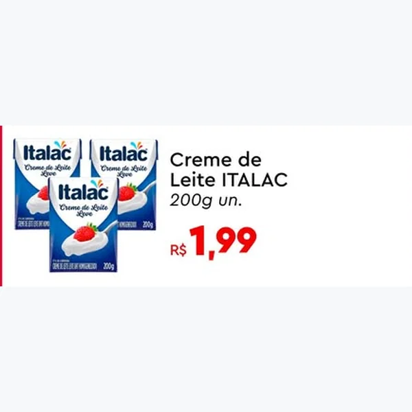 Recorte do encarte de Creme de Leite ITALAC 200 g