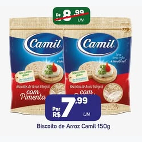 Recorte do encarte de Biscoito de Arroz Camil 150 g