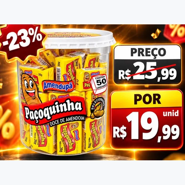 Paçoca Retangular Amendupa 50 un