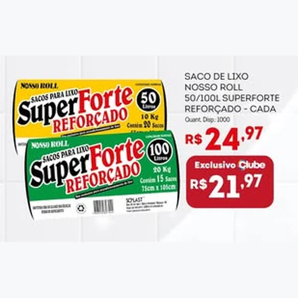 Recorte do encarte de Saco de Lixo Superforte Reforçado Nosso Roll