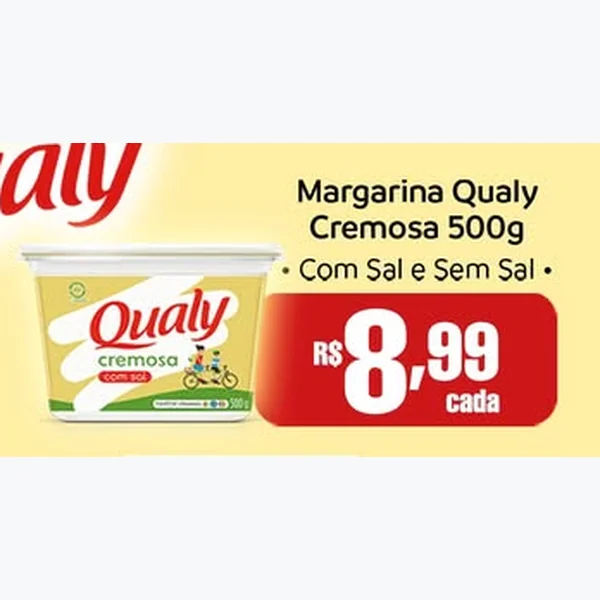 Recorte do encarte de Margarina Cremosa sem Sal Qualy 500 g