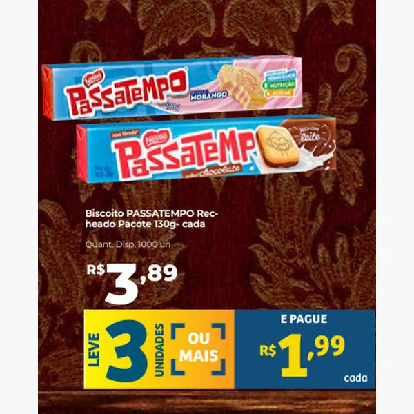 Biscoito Recheado Passatempo 130 g