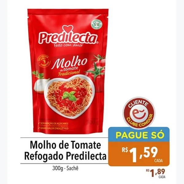 Recorte do encarte de Molho de Tomate Refogado Predilecta 300 g