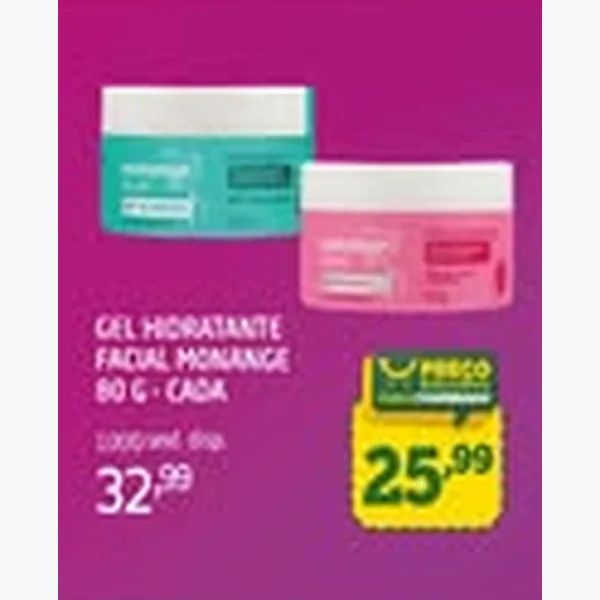 Recorte do encarte de Gel Hidratante Facial Monange 80 g