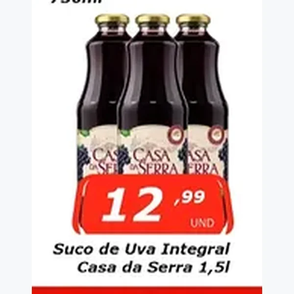 Recorte do encarte de Suco de Uva Integral Casa da Serra 1,5 L