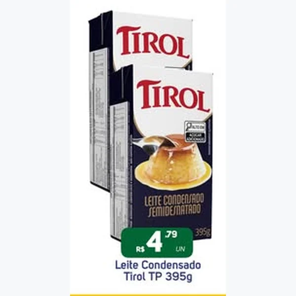 Recorte do encarte de Leite Condensado Semidesnatado Tirol 395 g