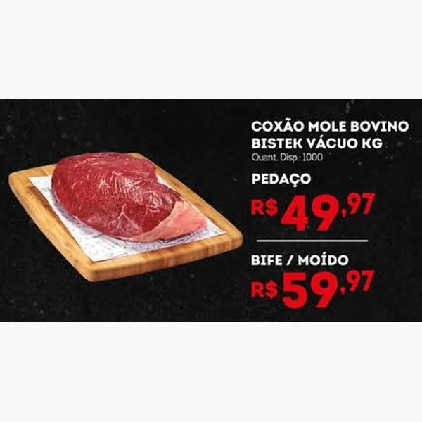 Recorte do encarte de Coxão Mole Bovino Bife / Moído Bistek