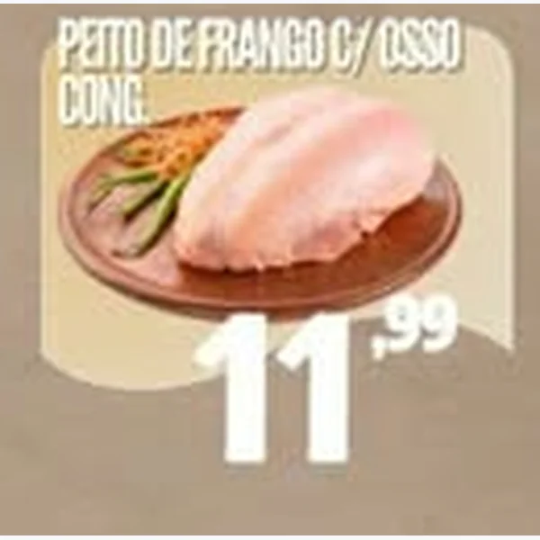 Recorte do encarte de Peito de Frango C/ Osso Congelado