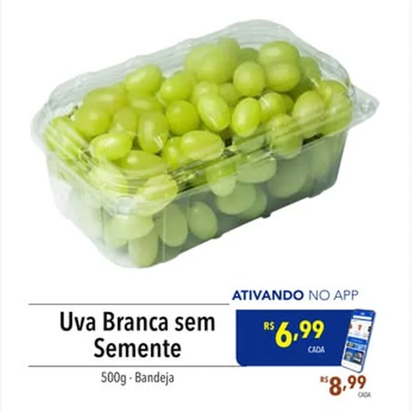 Recorte do encarte de Uva Branca sem Semente 500 g