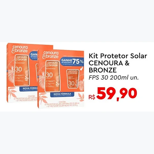 Kit Protetor Solar Fps 30 Cenoura & Bronze 200 ml