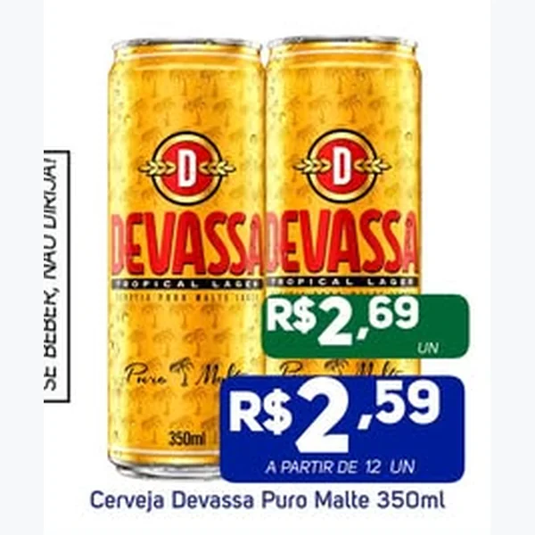 Recorte do encarte de Cerveja Puro Malte Devassa 350 ml
