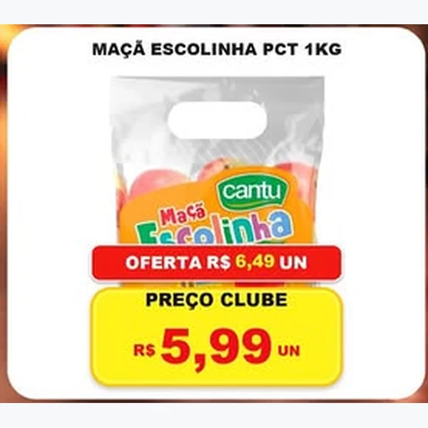 Recorte do encarte de Maçã Escolinha Cantu 1 kg