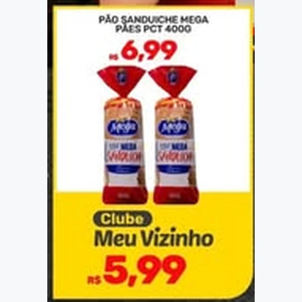 Recorte do encarte de Pão Sanduíche Mega Pães 400 g