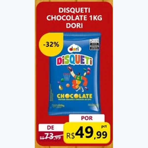 Recorte do encarte de Disqueti Chocolate Dori 1 kg