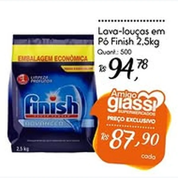 Recorte do encarte de Lava-louças em Pó Finish 2,5 kg