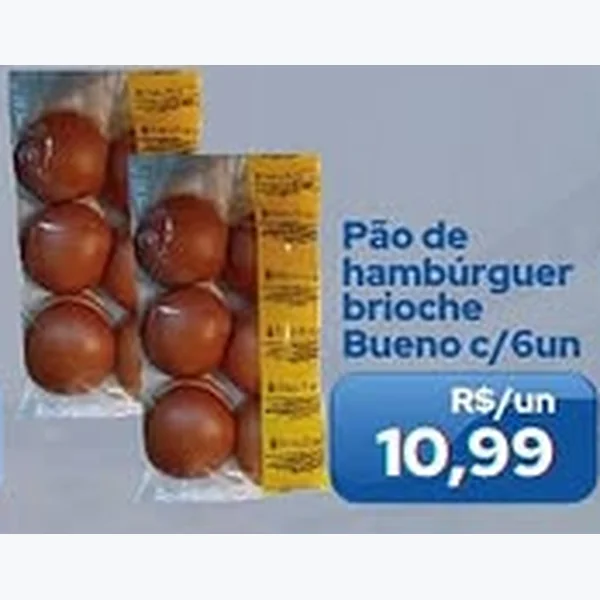 Recorte do encarte de Pão de Hambúrguer Brioche Bueno 6 un