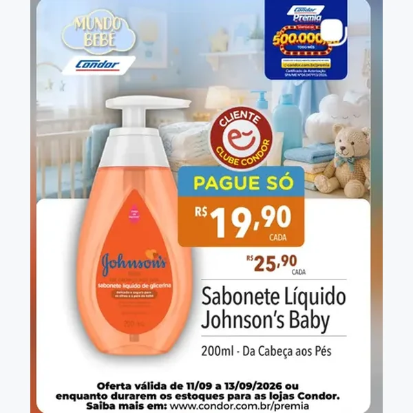 Recorte do encarte de Sabonete Líquido da Cabeça Aos Pés Johnson's Baby 200 ml