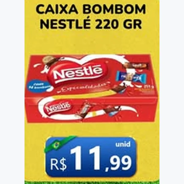 Recorte do encarte de Caixa de Bombom Especialidades Nestlé 220 g
