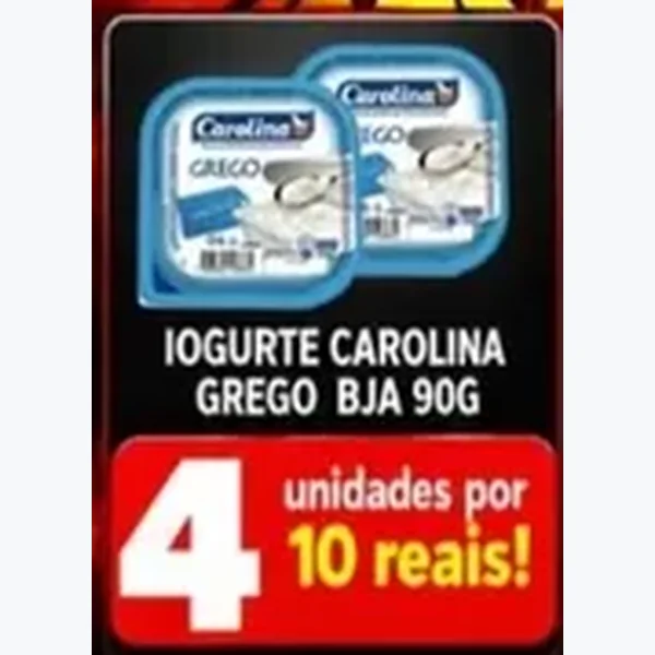 Recorte do encarte de Iogurte Grego Carolina 90 g