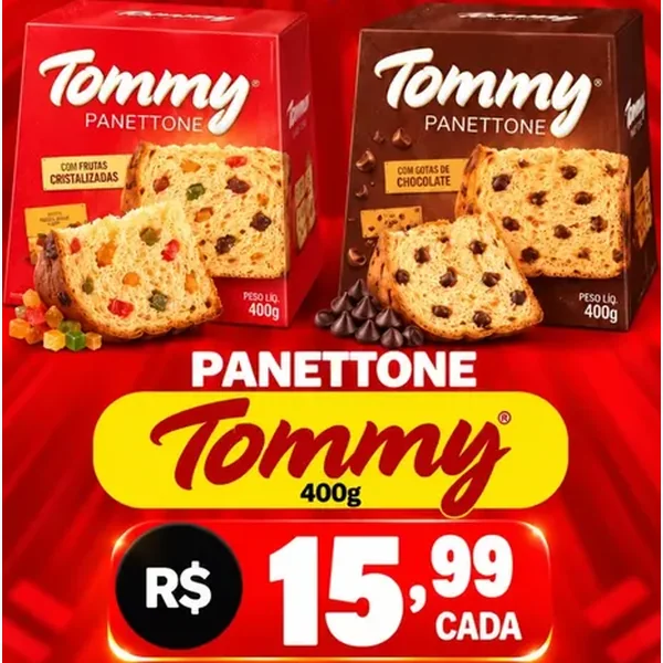 Panettone com Gotas de Chocolate Tommy 400 g