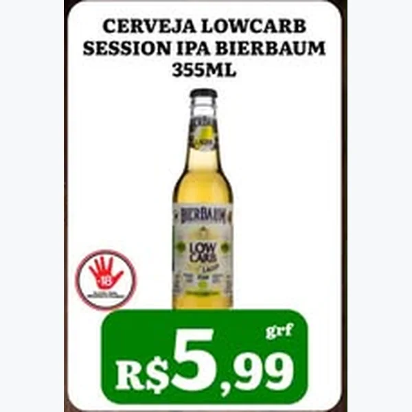 Recorte do encarte de Cerveja Lowcarb Session Ipa Bierbaum 355 ml