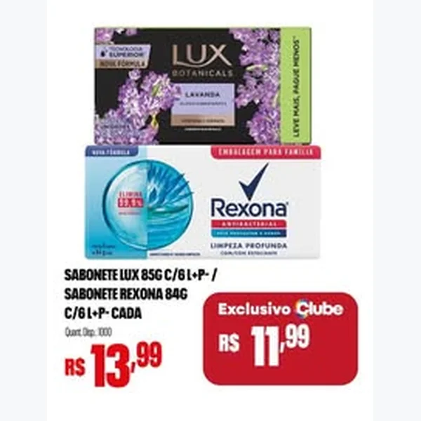 Recorte do encarte de Sabonete Lux 6 un × 85 g