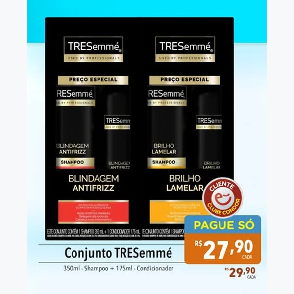 Recorte do encarte de Shampoo e Condicionador Brilho Lamelar TRESemmé 2 un × 525 ml