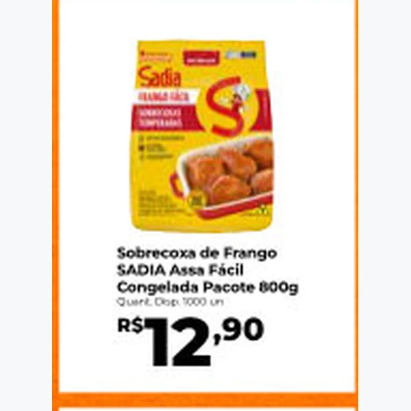 Recorte do encarte de Sobrecoxa de Frango Assa Fácil SADIA 800 g